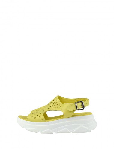 Dámske kožené sandále žlté